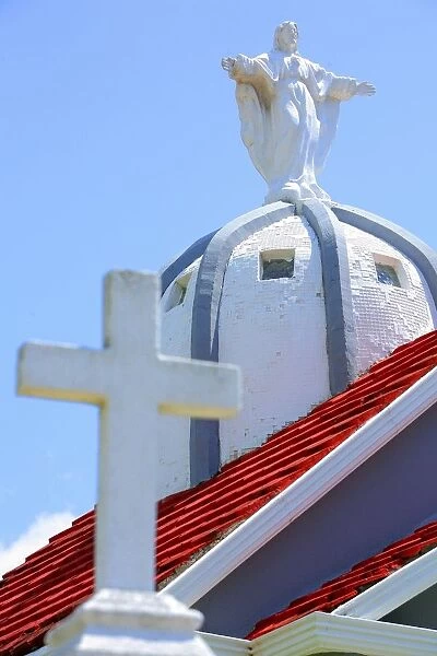 Statue Of Jesus On A Church In MazatlAan, Mexico