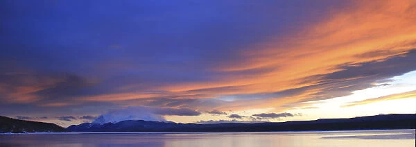 Sunset Over Teslin Lake And Dawson Peaks, Yukon