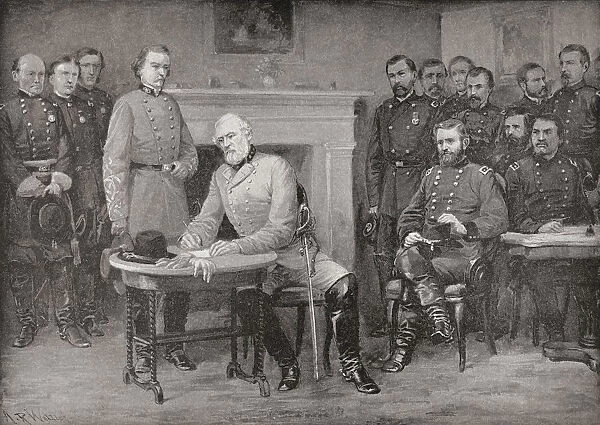 The Surrender Of General Lee To General Grant At Appomattox Courthouse, Virginia, America In 1865, Thereby Ending The American Civil War. From Famous Men And Great Events Of The 19Th Century