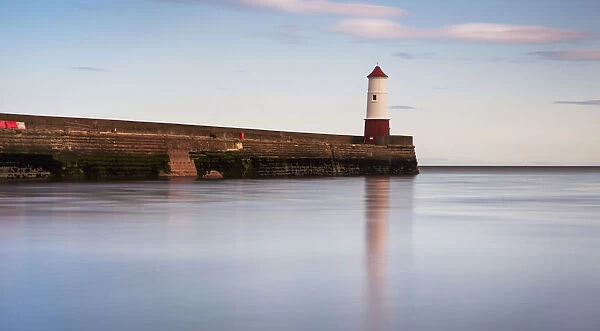 UK, England, Northumberland, Berwick, Lighthouse at edge of pier
