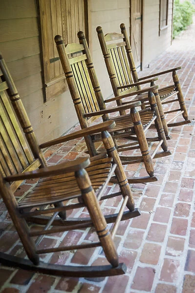USA, Louisiana, Rocking chairs in Oakley Plantation; Audubon State