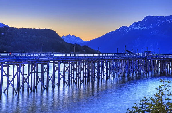 View Of Dock At Twilight, Haines, Southeast Alaska, Summer, Hdr Image
