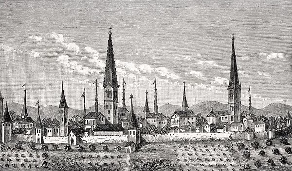 View Of Dortmund In 16Th Century From Copper Engraving In P. BertiusA┼¢S Theatrum Geographicum