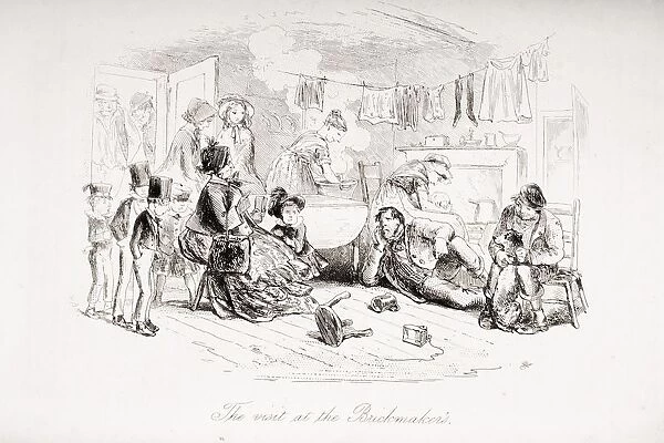 The Visit At The Brickmaker s. Illustration By Phiz (Hablot Knight Browne) 1815-1882. From The Book Bleak House By Charles Dickens. Published London 1853