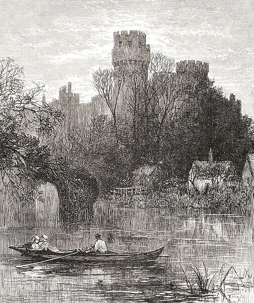 Warwick Castle, Warwick, Warwickshire, England, seen here in the 19th century. From English Pictures, published 1890