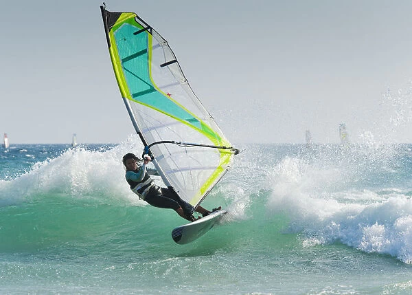 Windsurfing Off Punta Paloma; Tarifa, Cadiz, Andalusia, Spain