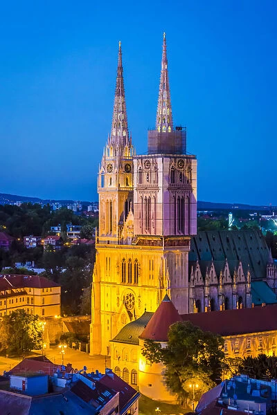 Zagreb Cathedral at Night, Zagreb, Croatia