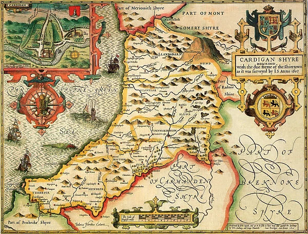 Cardiganshire Historical John Speed 1610 Map