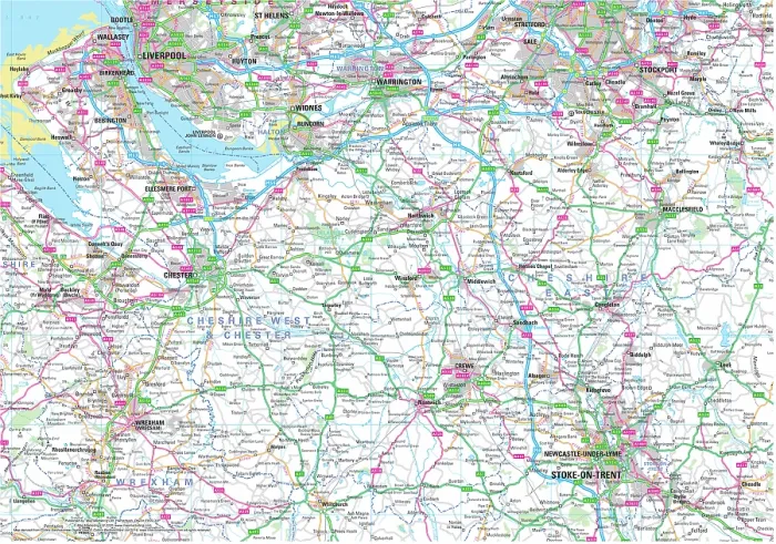 Framed Print : Cheshire County Road Map Print Framed Print : Cheshire County Road Map Print