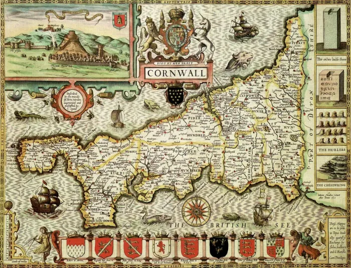 Framed Print : Cornwall Historical Map Print 1610 Framed Print : Cornwall Historical Map Print 1610