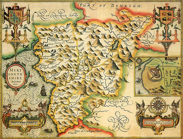 Merionethshire Historical John Speed 1610 Map