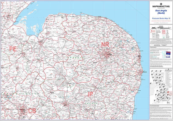 Postcode Sector Map sheet 15 East Anglia (North)