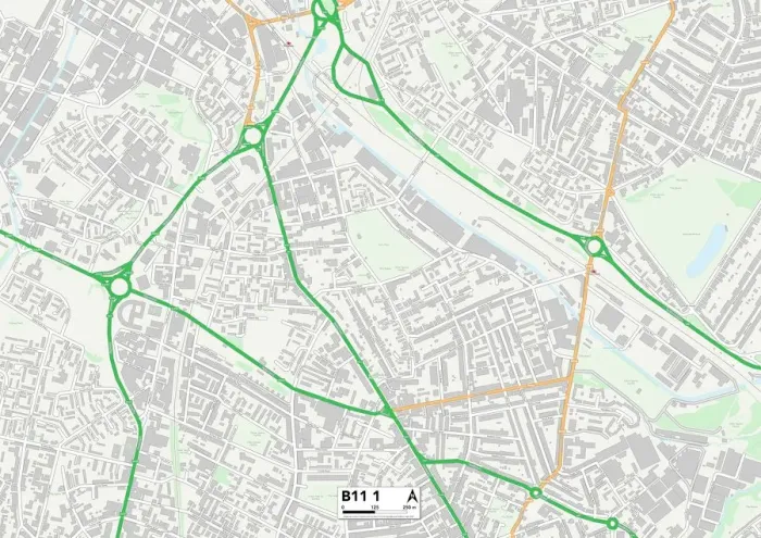 Framed Print : Birmingham Street Map Print B11 1 Area Framed Print : Birmingham Street Map Print B11 1 Area