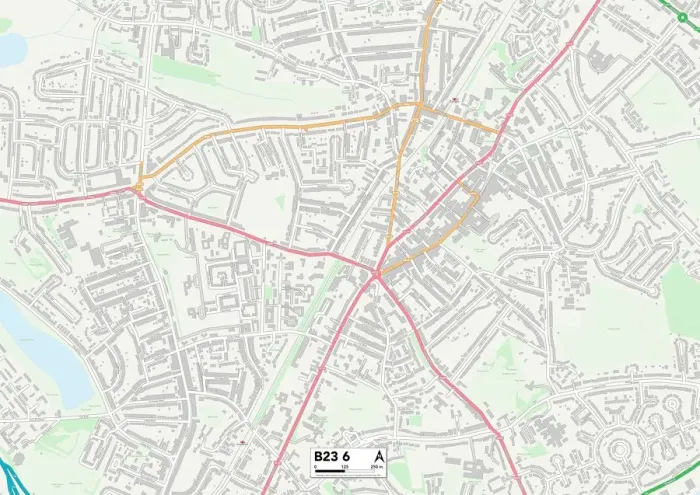 Framed Print : Birmingham B23 6 Postcode Sector Print Map Framed Print : Birmingham B23 6 Postcode Sector Print Map