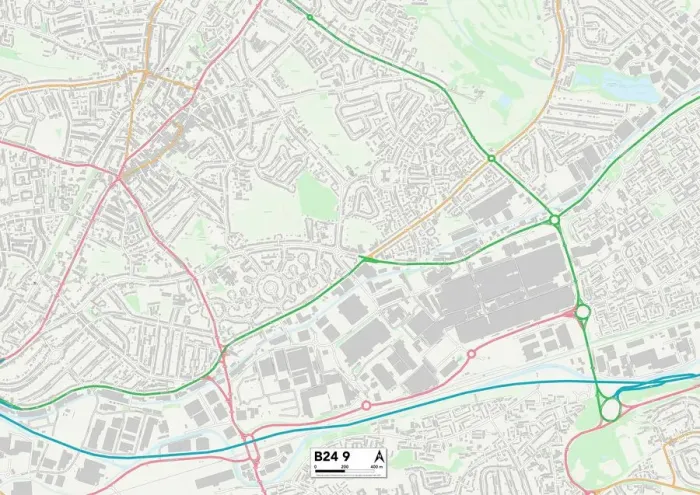 Framed Print : Birmingham B24 9 Print Map Sector Framed Print : Birmingham B24 9 Print Map Sector