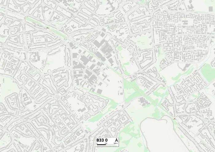Framed Print : Birmingham B33 0 Print Map Sector Poster Framed Print : Birmingham B33 0 Print Map Sector Poster