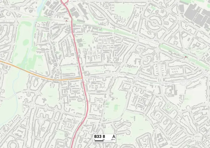 Framed Print : Birmingham B33 8 Print Map Sector Framed Print : Birmingham B33 8 Print Map Sector
