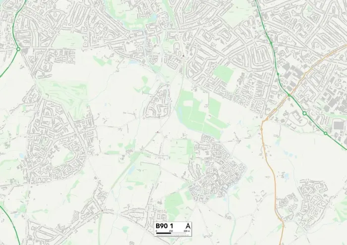 Framed Print : Solihull B90 1 Print Map Framed Print : Solihull B90 1 Print Map