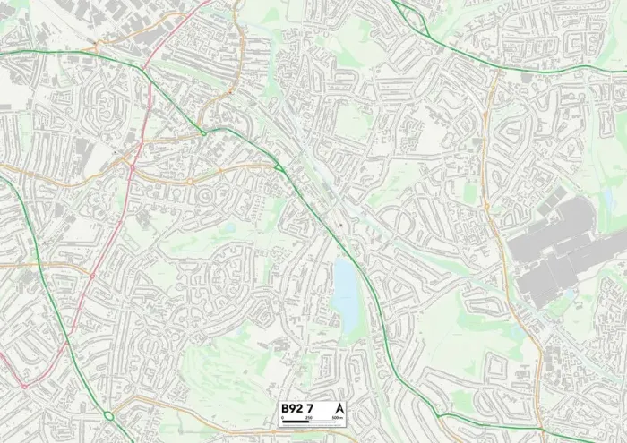 Framed Print : Solihull B92 7 Print Map Sector