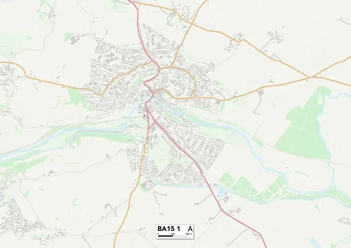 Framed Print : BA Bath Street Map Print BA15 1
