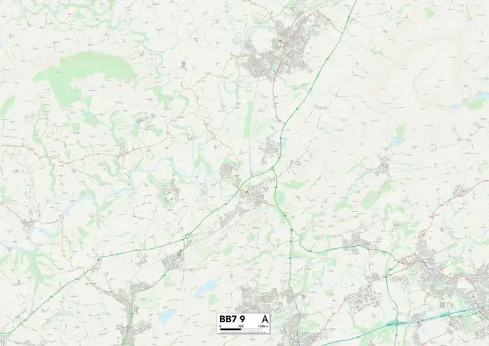 Framed Print : Blackburn Street Map Print, BB7 9 Framed Print : Blackburn Street Map Print, BB7 9