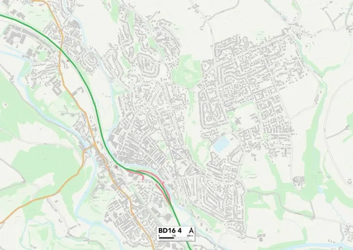 Framed Print : Bingley BD16 4 Postcode Sector Print Map Framed Print : Bingley BD16 4 Postcode Sector Print Map