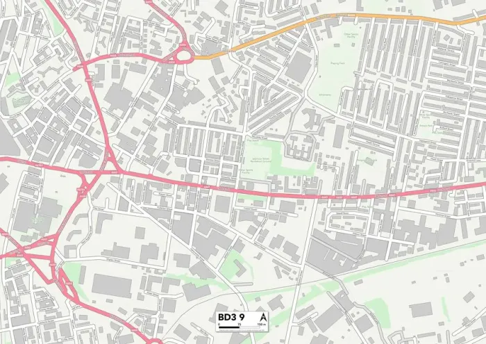 Framed Print : Bradford BD3 9 Print Map Sector Framed Print : Bradford BD3 9 Print Map Sector