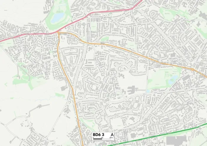 Framed Print : Bradford BD6 3 Print Map Sector Framed Print : Bradford BD6 3 Print Map Sector