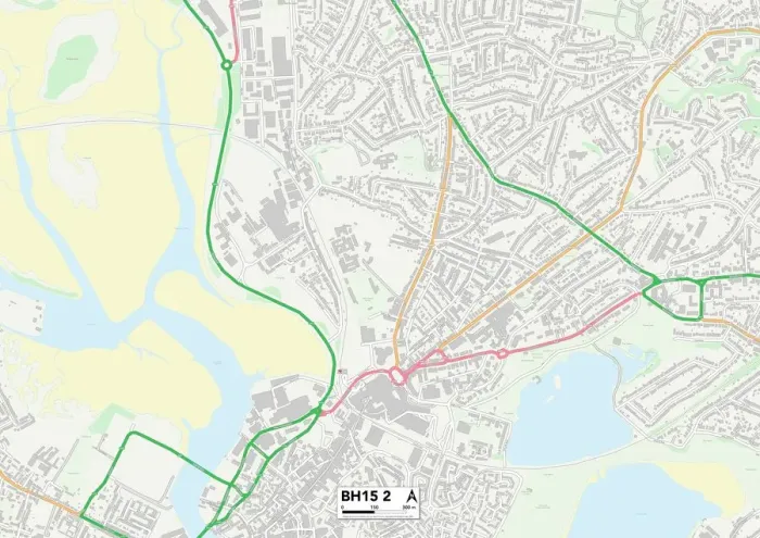 Framed Print : BH15 2 Print Map of Poole Area Framed Print : BH15 2 Print Map of Poole Area