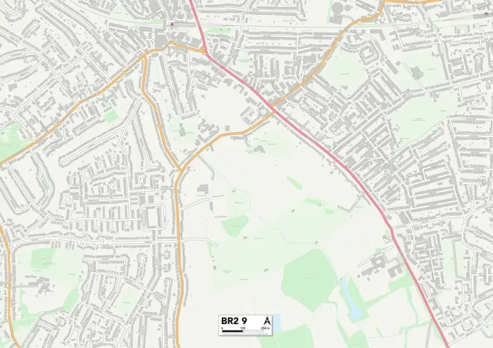 Framed Print : Bromley BR2 9 Postcode Sector Print Map