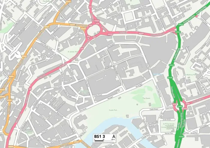Framed Print : Bristol BS1 3 Print Map Sector