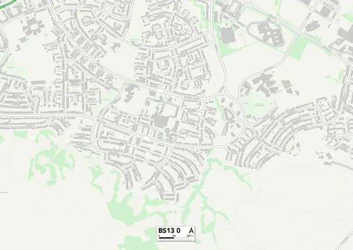 Framed Print : Bristol BS13 0 Print Map Sector Framed Print : Bristol BS13 0 Print Map Sector