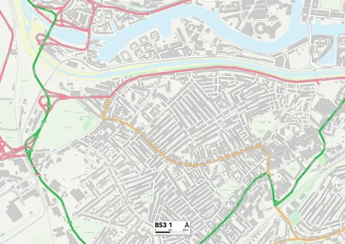 Framed Print : Bristol BS3 1 Print Map Sector Framed Print : Bristol BS3 1 Print Map Sector