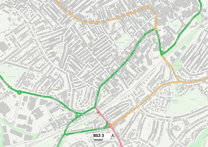 Framed Print : Bristol BS3 3 Print Map Sector Framed Print : Bristol BS3 3 Print Map Sector
