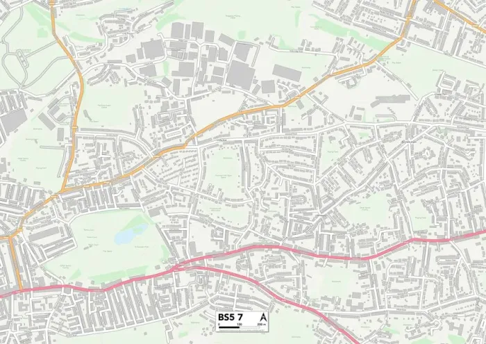 Framed Print : Bristol BS5 7 Print Map Sector Framed Print : Bristol BS5 7 Print Map Sector