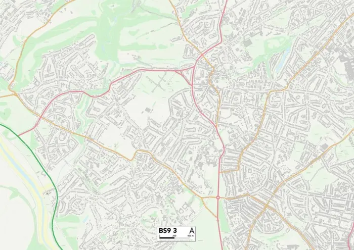 Framed Print : Bristol BS9 3 Print Map Sector Framed Print : Bristol BS9 3 Print Map Sector