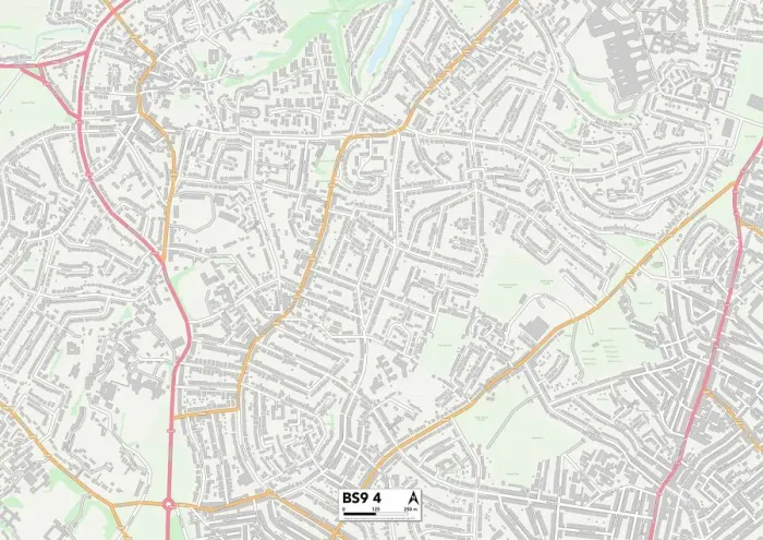 Framed Print : Bristol BS9 4 Print Map Sector Framed Print : Bristol BS9 4 Print Map Sector