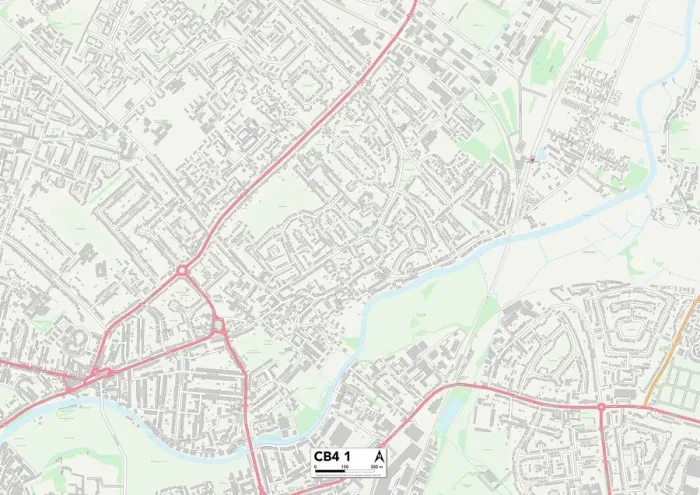 Framed Print : Cambridge CB4 1 Print Map Sector Framed Print : Cambridge CB4 1 Print Map Sector