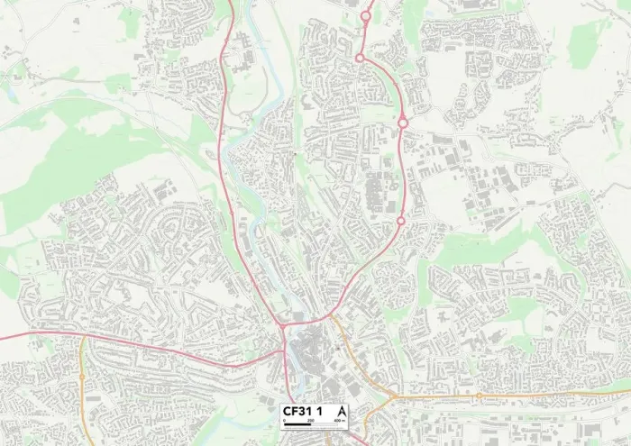 Framed Print : Bridgend CF31 1 Postcode Sector Map Print Framed Print : Bridgend CF31 1 Postcode Sector Map Print