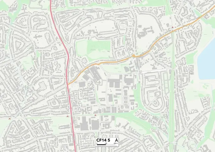 Framed Print : Cardiff CF14 5 Print Map Sector