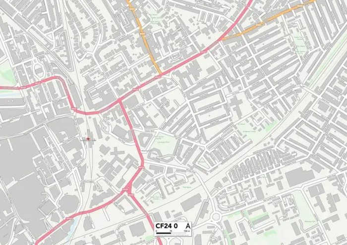 Framed Print : Cardiff CF24 0 Print Map Sector Framed Print : Cardiff CF24 0 Print Map Sector