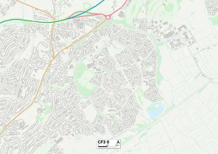 Framed Print : Cardiff CF3 0 Print Map Sector Framed Print : Cardiff CF3 0 Print Map Sector