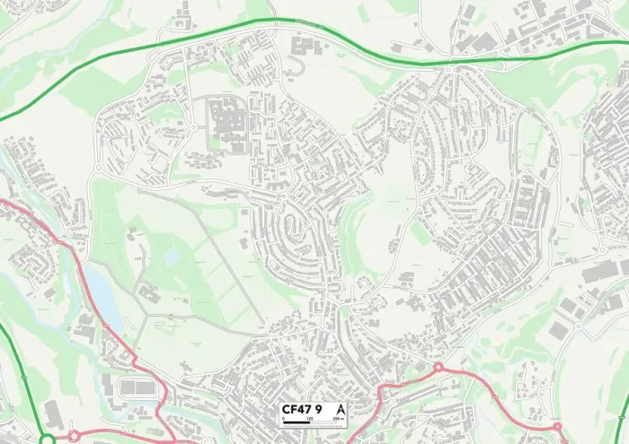Framed Print : Merthyr Tydfil CF47 9 Print Postcode Sector Map Framed Print : Merthyr Tydfil CF47 9 Print Postcode Sector Map