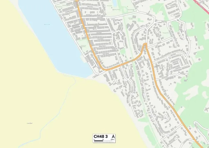 Framed Print : Wirral CH48 3 Print Map Postcode Sector Framed Print : Wirral CH48 3 Print Map Postcode Sector