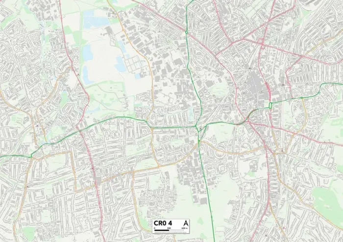 Framed Print : Croydon CR0 4 Postcode Sector Print Map Framed Print : Croydon CR0 4 Postcode Sector Print Map