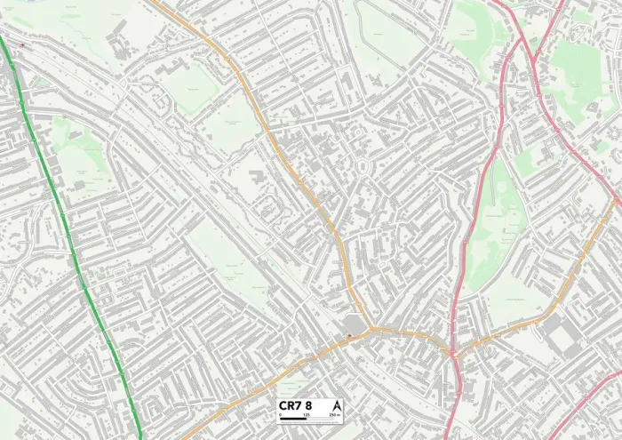 Framed Print : Croydon CR7 8 Postcode Sector Print Map Framed Print : Croydon CR7 8 Postcode Sector Print Map