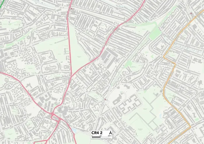 Framed Print : Merton CR4 2 Postcode Sector Print Map Framed Print : Merton CR4 2 Postcode Sector Print Map