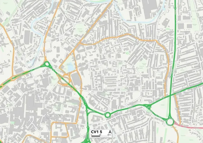 Framed Print : Coventry CV1 5 Print Map Sector
