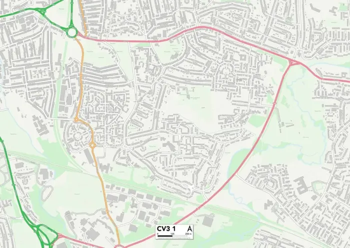 Framed Print : Coventry CV3 1 Postcode Sector Print Map Framed Print : Coventry CV3 1 Postcode Sector Print Map
