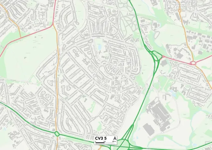 Framed Print : Coventry CV3 5 Print Map Sector Framed Print : Coventry CV3 5 Print Map Sector